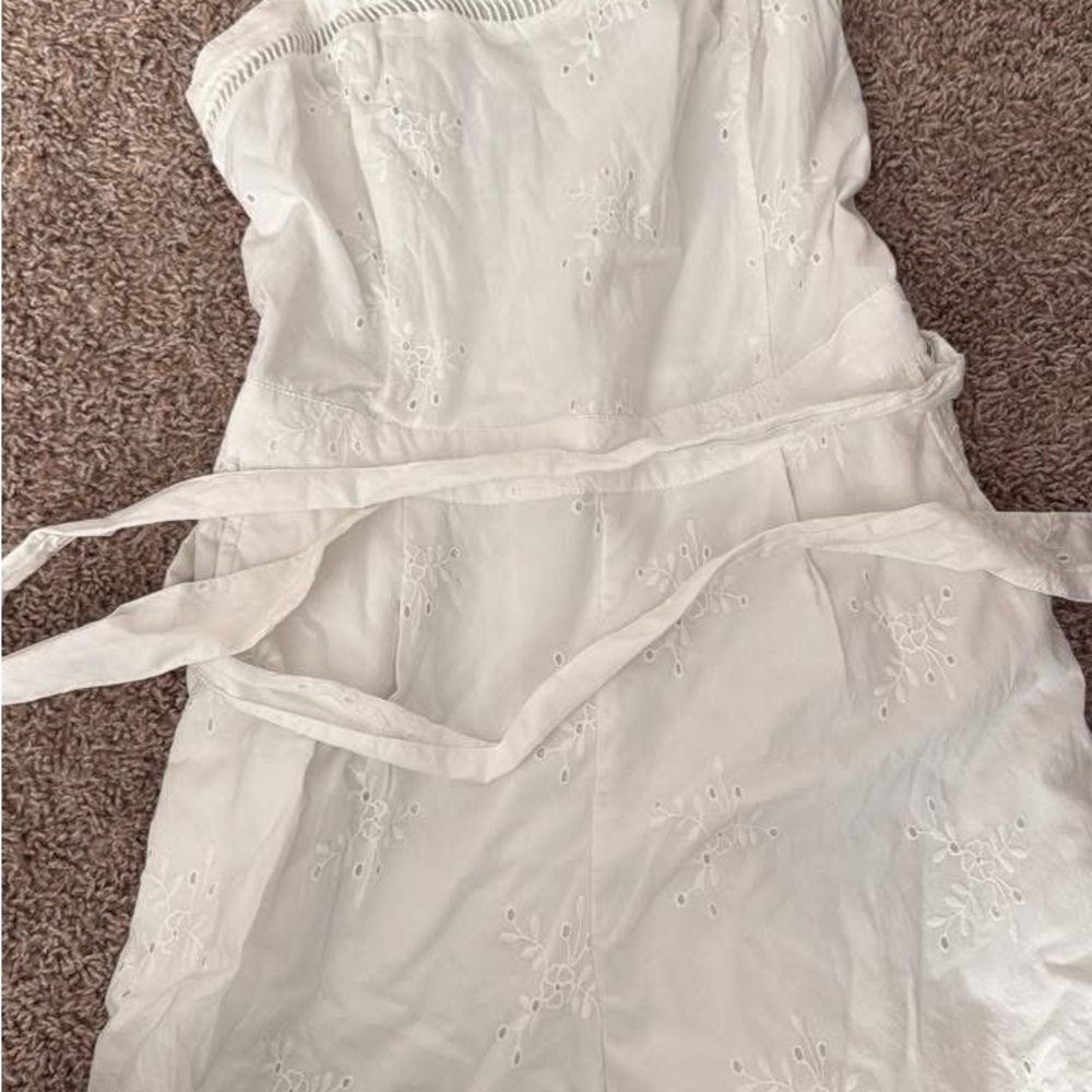 White Strapless Embroidered Dress